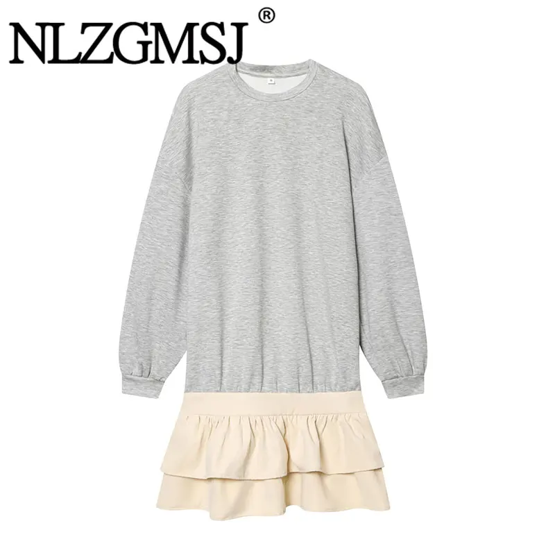 Nlzgmsj 2026 Damen Mehrstufiges Minikleid mit Langen Ärmeln, Neues Damen-Freizeitkleid
