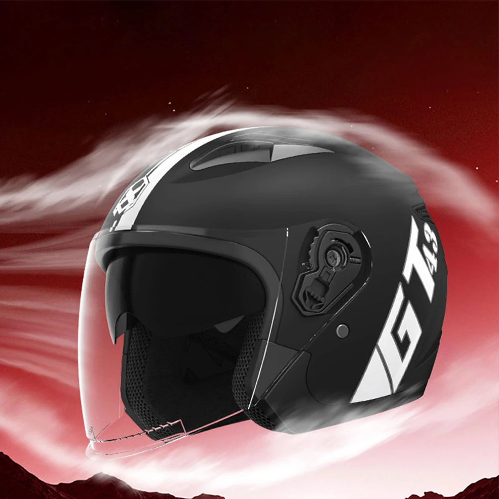 3/4 Half Helmet With Dual Lens Comfortable Lining Ventilation And Noise Reduction All-weather Motorcycle Cycling Open Face Helme