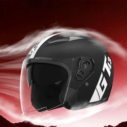 Meio capacete com lente dupla, forro confortável, ventilação, redução de ruído, para todos os climas, motocicleta, ciclismo, face aberta, 3/4