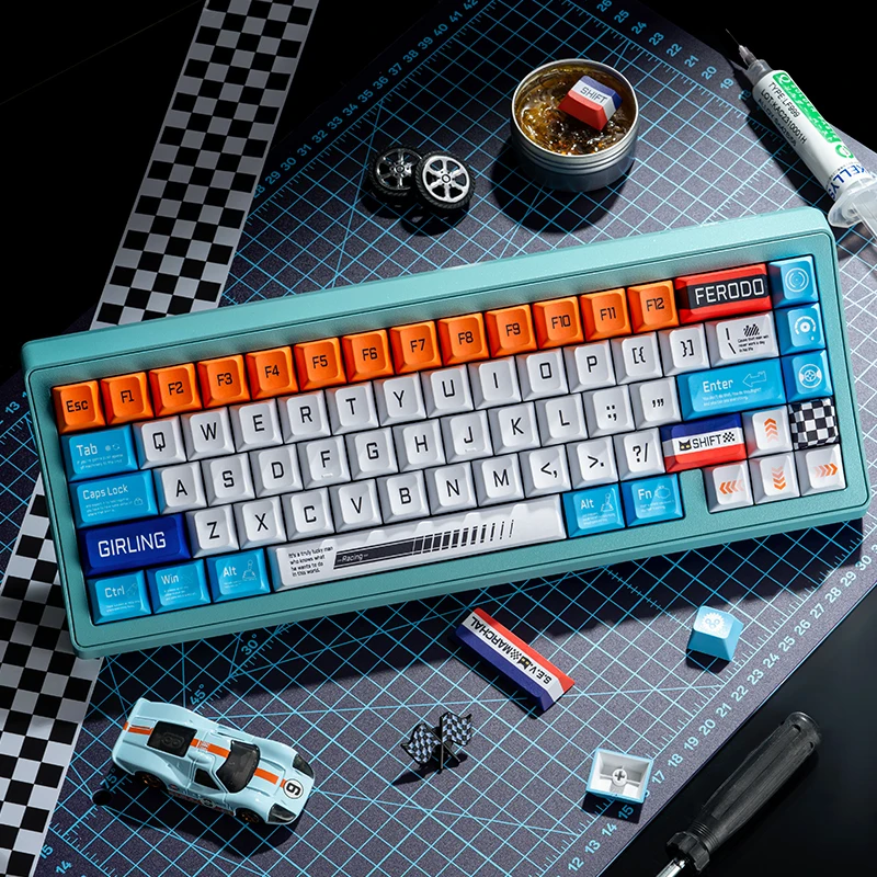 ECHOME-Juego de teclas con temática de Ford GT40, tapa de teclado de carreras personalizada PBT, OEM, perfil de cereza, accesorios de teclado mecánico