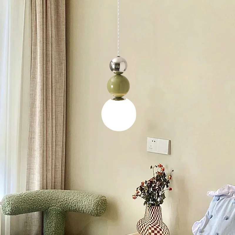 Lampe suspendue de chevet style crème perle, lampe suspendue haut de gamme pour chambre d'enfant
