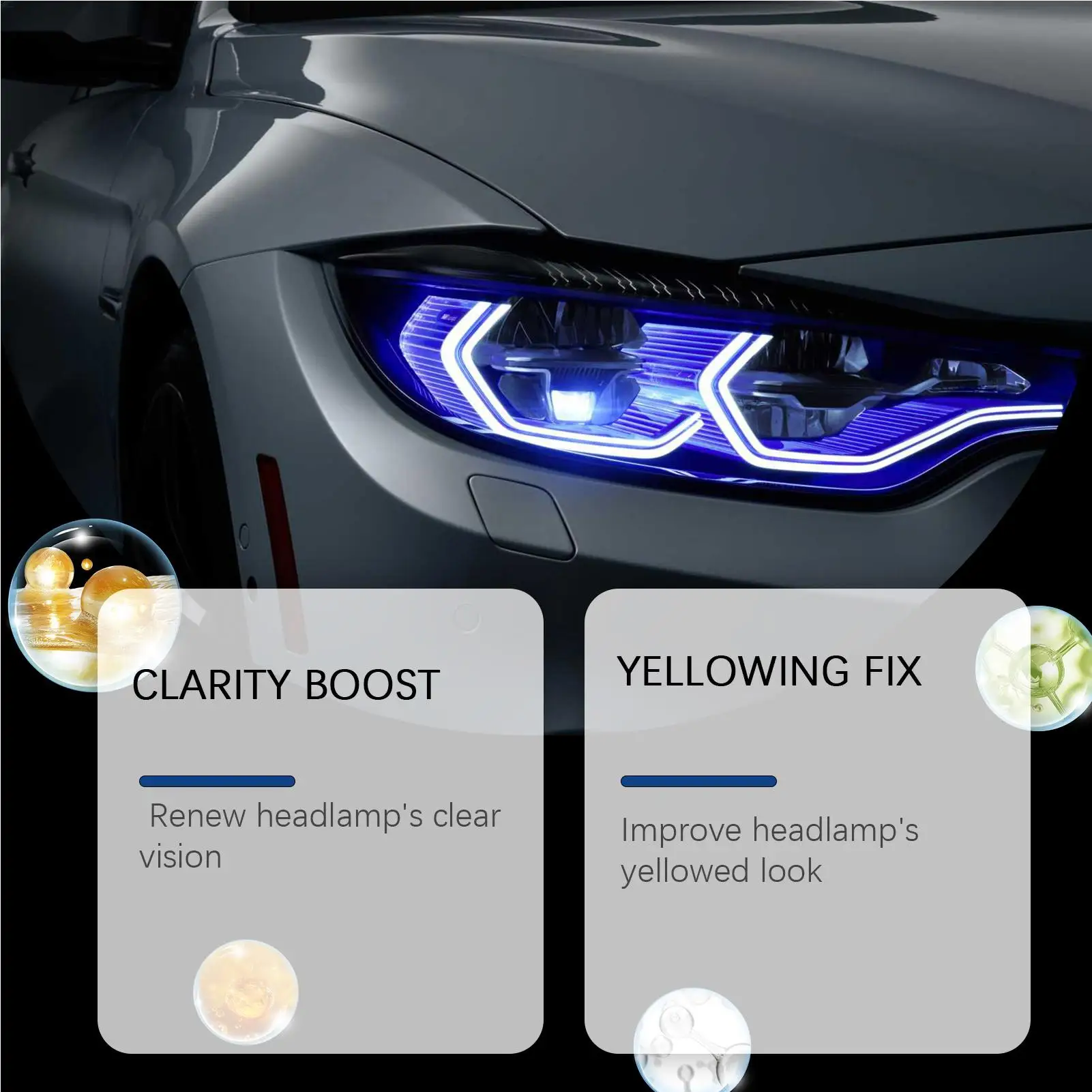 Car Headlight Restore Stain Scratch Removal With Sponge And Towel Automotive Headlamp Restoration Fluid For Truck SUV Motorcycle image 5