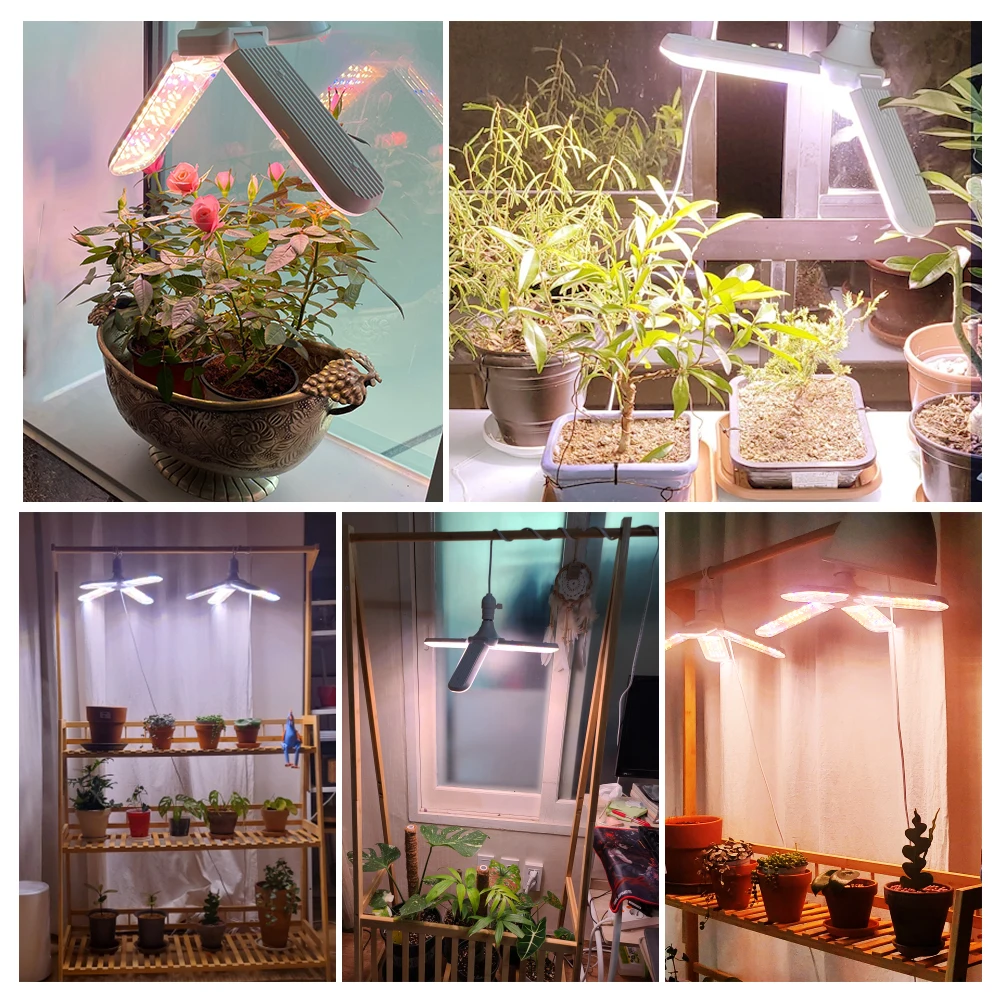 Lámpara plegable para plantas de interior, luz LED de espectro completo de 100-277V, 24W, 36W y 48W, fitolamp para siembra de tienda de invernadero de flores