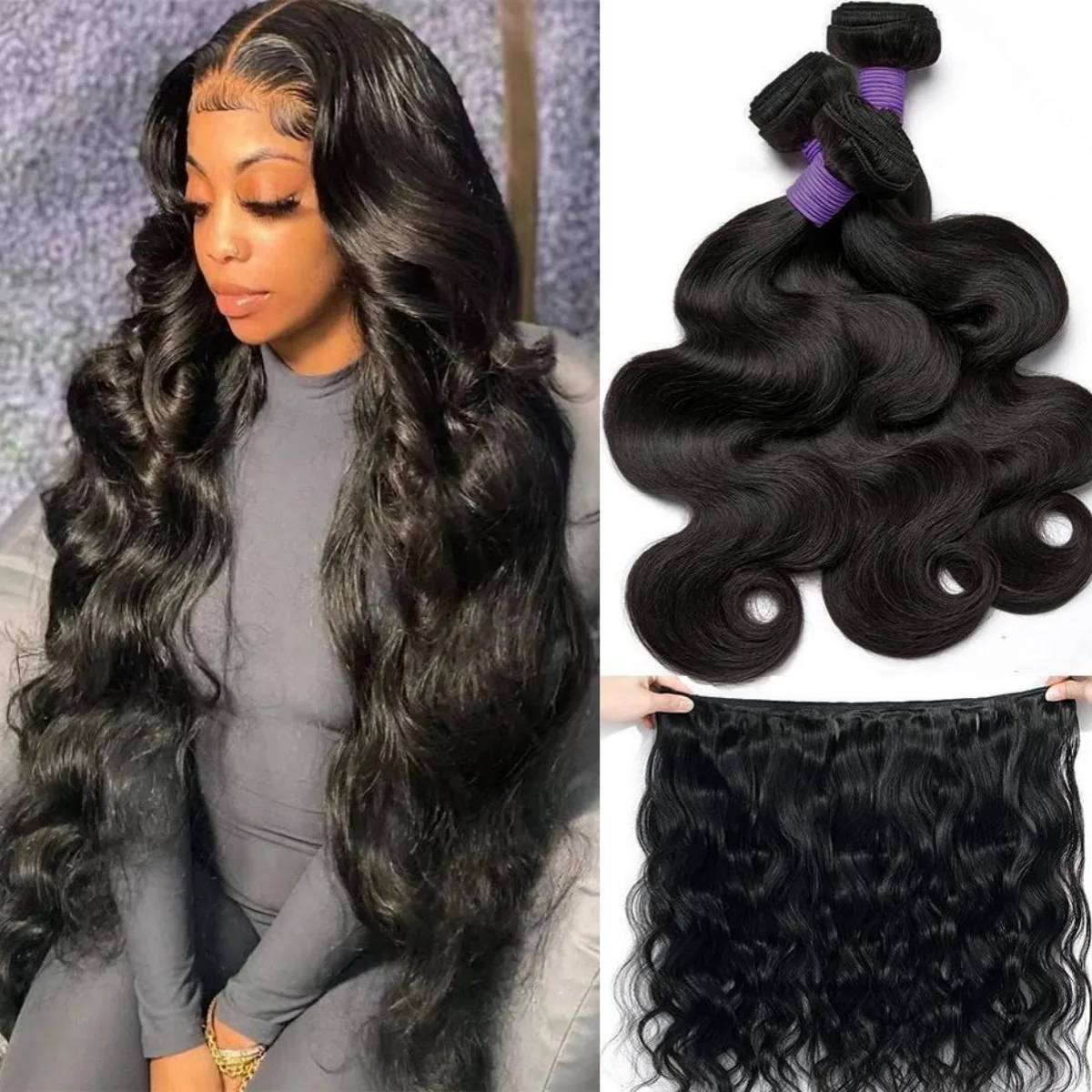 

30, 40-дюймовые пучки объемных волн, человеческие волосы 16А, необработанные пучки волос 4, 5, 6, 100% пучок человеческих волос, необработанные наращивания для женщин