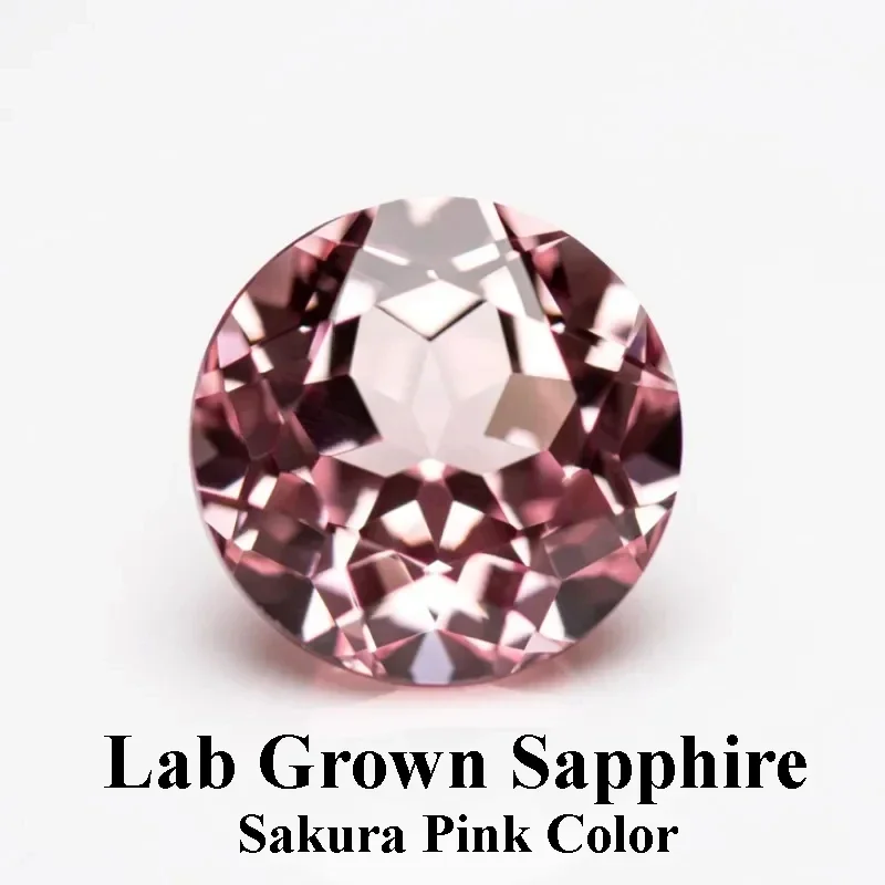 

Lab Grown Sapphire Sakura Pink Color Round Cut Top Quality Gemstones Charm Beads for Jewel Making Selectable AGL Certificate