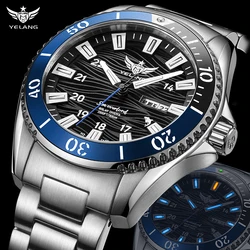 Yelang V1213 44mm Japão Eco-Drive Solar Relógio Masculino 300M Diver Watch 30ATM Profissional À Prova D 'Água Safira Luminosa