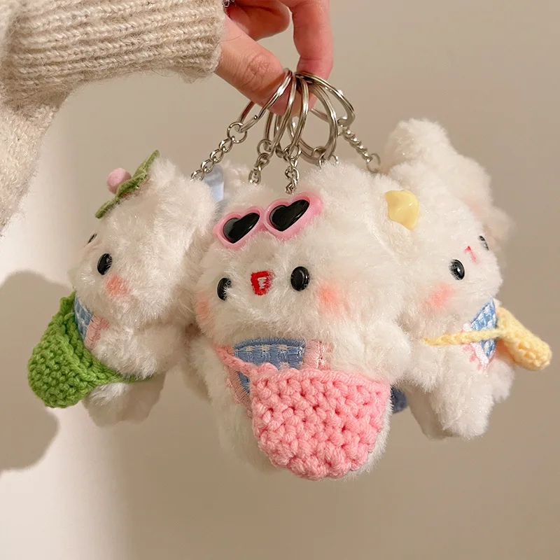 ตุ๊กตากระต่ายการ์ตูนน่ารักแบบบูติก พวงกุญแจ ของตกแต่งห้อยกระเป๋า