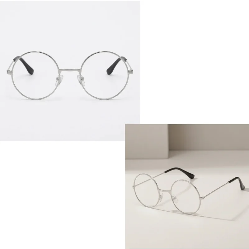 Glasses Vintage Round Eyeglasses Clear Lens Metal Frame Retro for Cosplay Anime Costume Accessories Women Men Personality