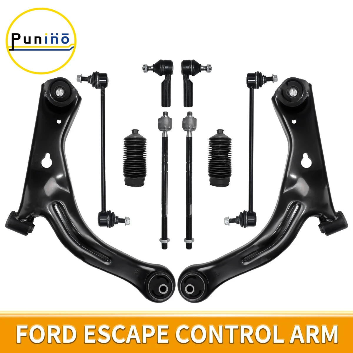 

Punino 10pcs Front Lower Control Arm Sway Bar Tie Rod Kit for Ford Escape Mazda Tribute Mercury Mariner 2005 2006 - 2008 2009