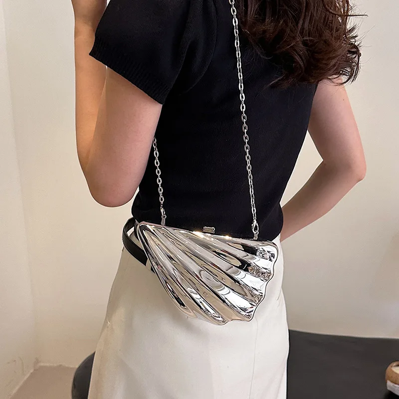 Leisure Fashion Chain Shell Bag Fashion Metal Chain Women Shoulder Bag Designer Purses and Handbags Luxury Designer Handbag 2024