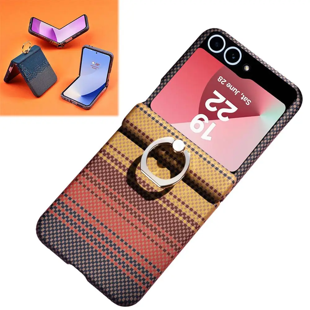 2-in-1 Phone Case For Samsung Z Flip7 With Holder Hinge Protection Screen Tempered Film Case Shockproof Protection Phone Co X2A1