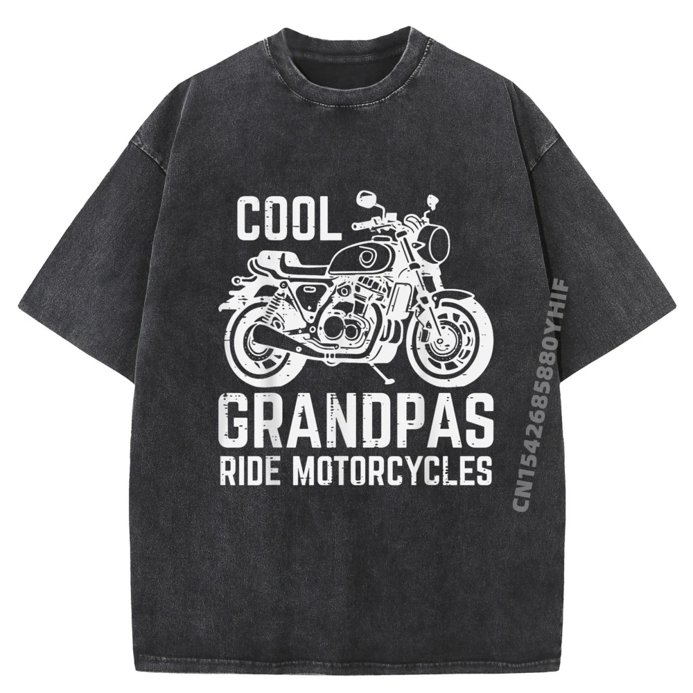 

Cool Grandpas Ride Motorcycles Biker Motorbike Men Shirts Graphic Tee Summer Washed Loose New In Tops & Tees