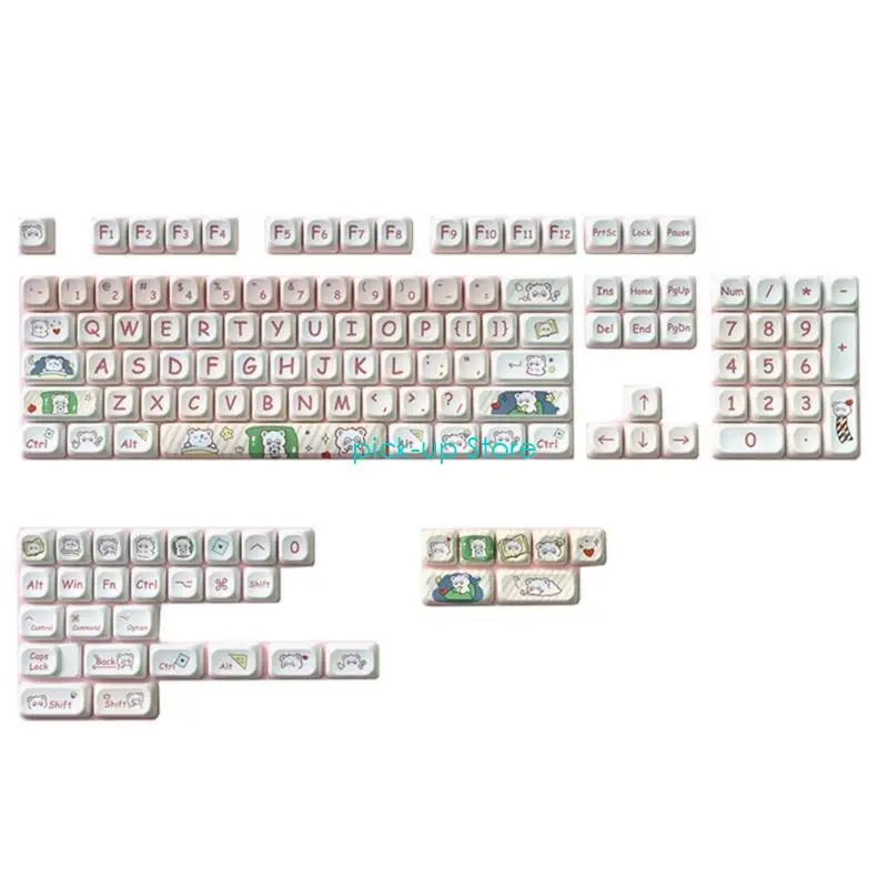 Q5WA 137Keys Motprofile Glasses Panda PBT Dye Subbecap для механических клавиатур