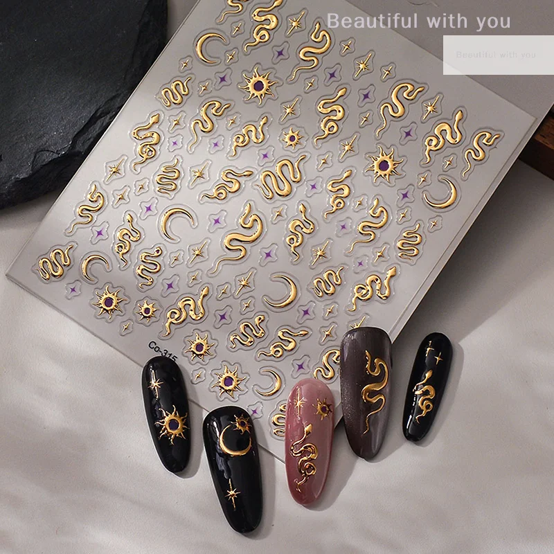 

Nail Art Stickers for Zodiac Snake Year, Punk Manicure Decals, Self-Adhesive Nail Decorations