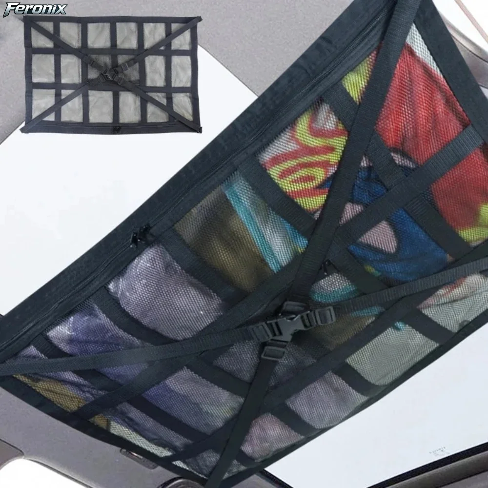 Feronix Car Ceiling Cargo Net Multifunctional Hanging Storage Organizer Large Capacity for Convenient Storage of Car Ceiling Net