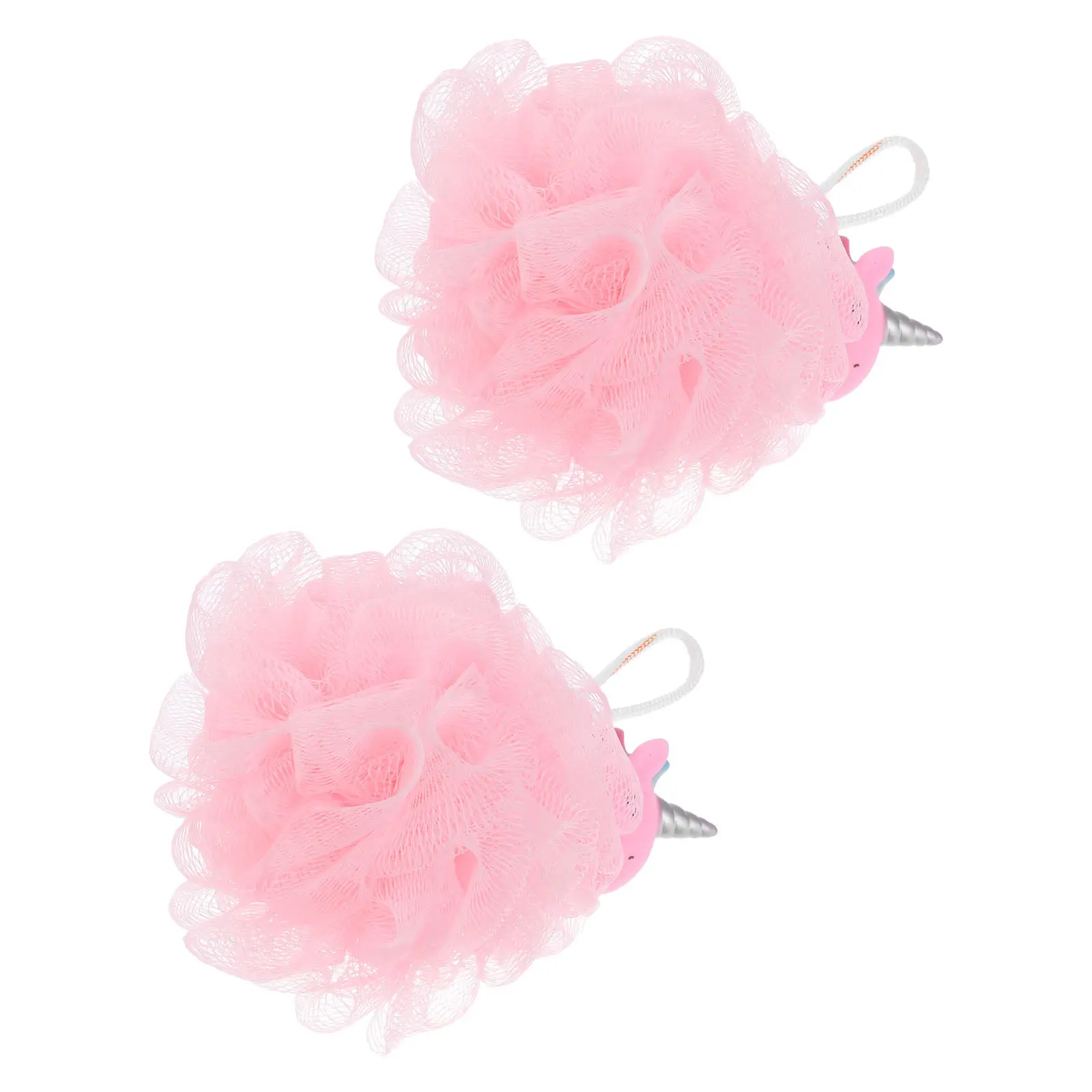 2Pcs Unicorn Bath Mesh Ball Shower Scrubber Kids Body Cleanser Exfoliating Bath Pouf Lathers Well Removes Oil Smooths Skin Safe