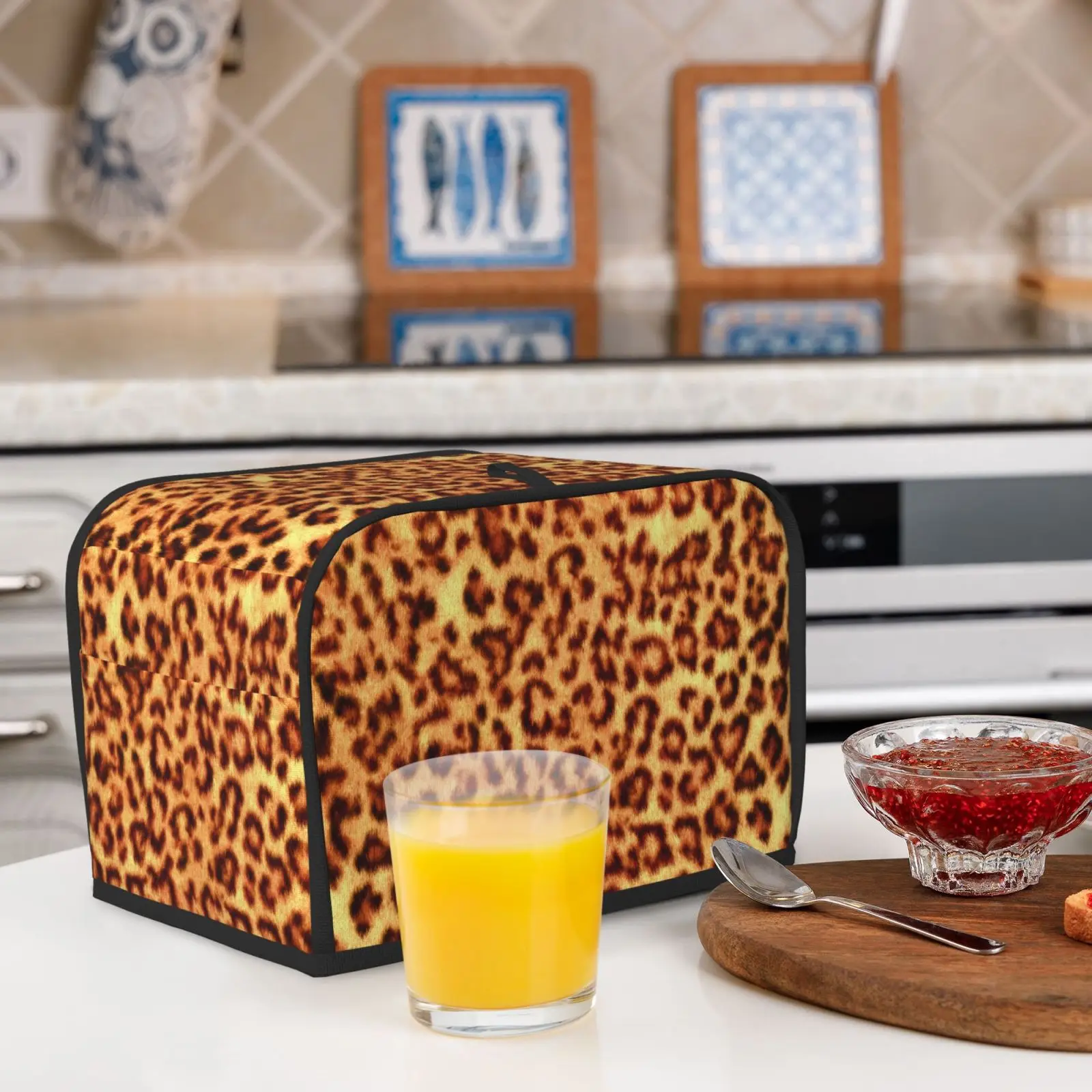 Leopard Print Toaster Cover Anti Dust Cover Bread Maker Machine Toaster Cover-ups Case For 2 Slice Toaster Protective Cover