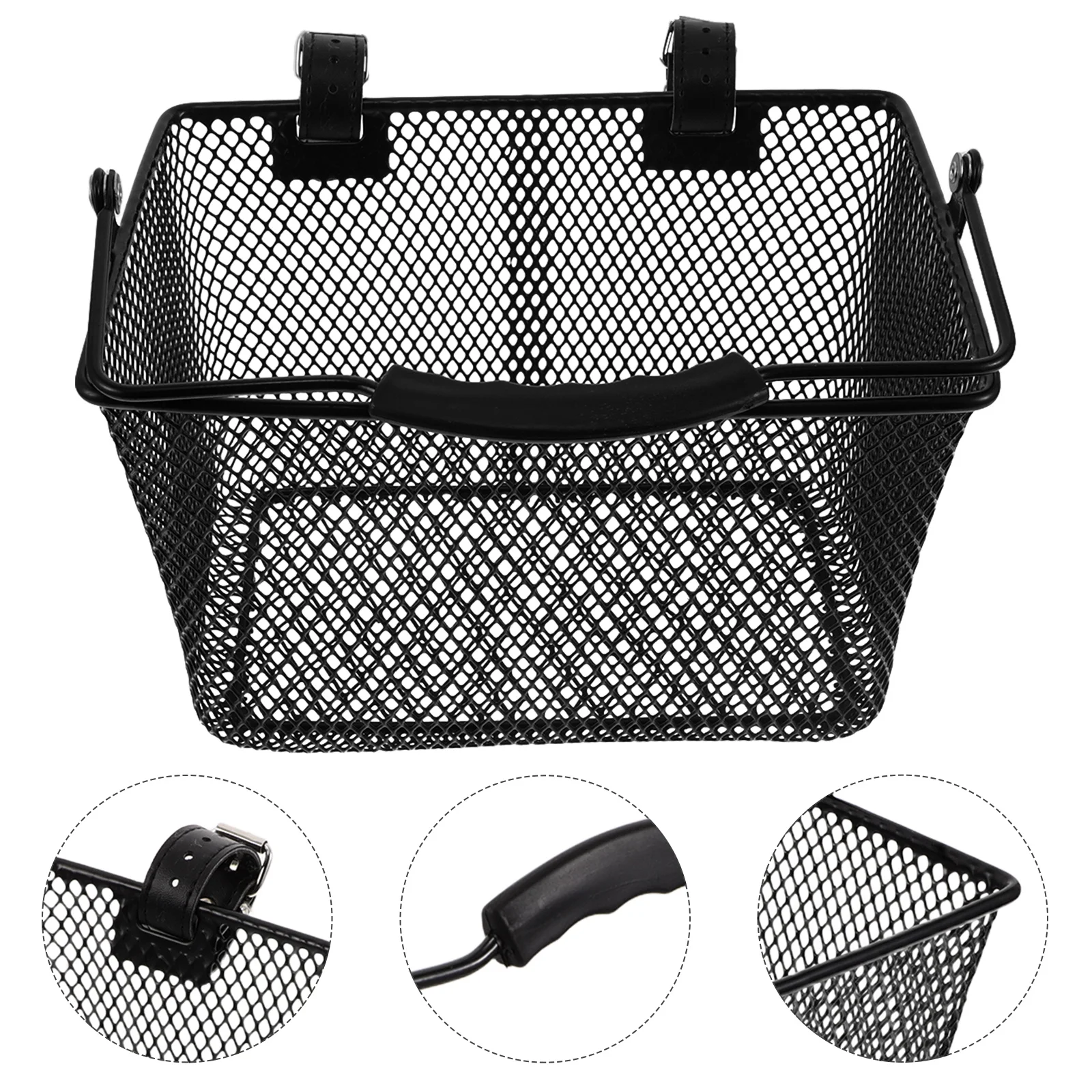 

Bike Black: Front Bicycle For Metal Wire Cycling Detachable Handle Storage Rack For Tricycle Iron Mesh Basket