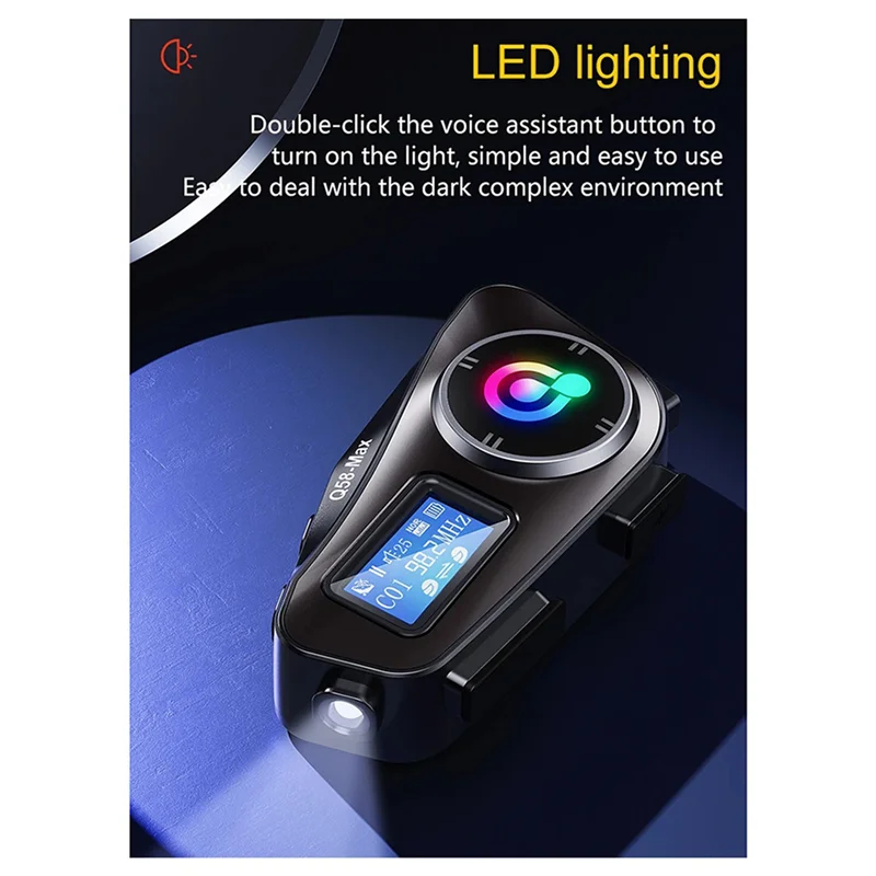 2X Q58-Max Motorcycle Helmet Intercom Bluetooth Headset MP3 Music Sharing 2 People 500M Intercom(Hard Wire)-TCES