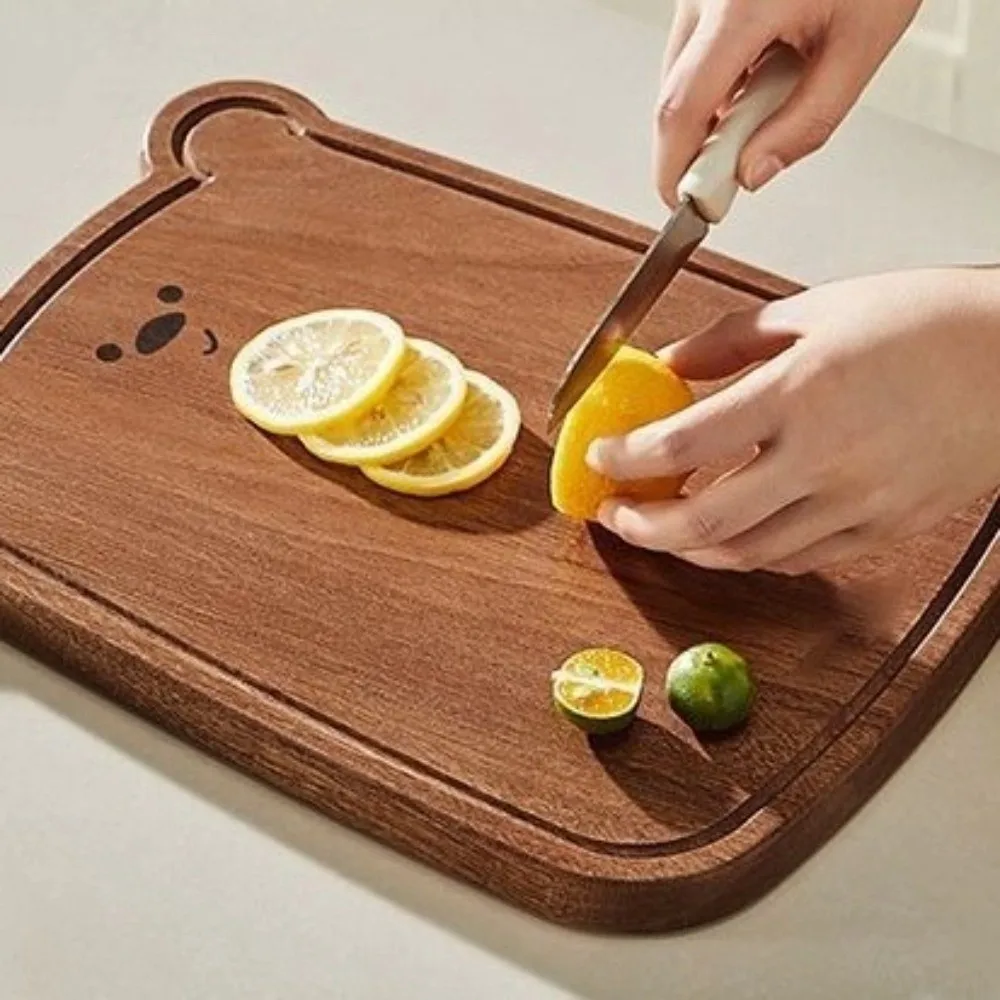 

Домашнее использование, разделочная доска с медведем из цельного дерева, милый дизайн, утолщенная разделочная доска из черного дерева, экологически чистая хлебная доска для кемпинга