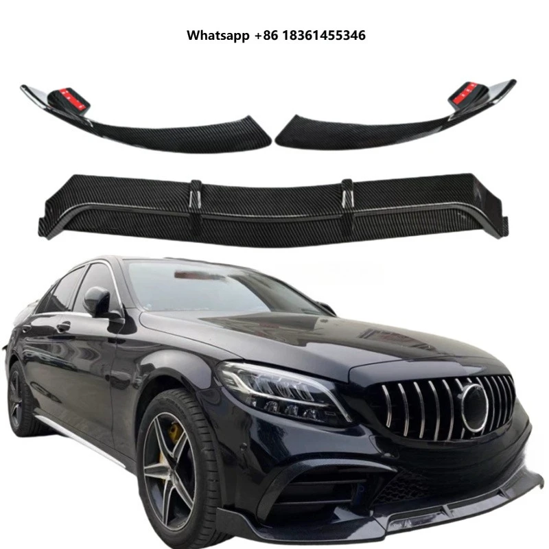For C Class W205 2015-2018 Front Bumper Mod Accessories Front Splitter Lip Spoiler Body Kit