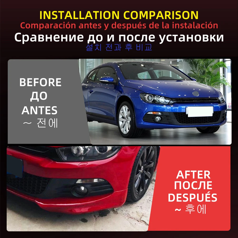 For VW Scirocco 2009 2010 2011 Car Front Bumper Wrap Angle Protection Corner Guard External Modification Body Kit Accessories