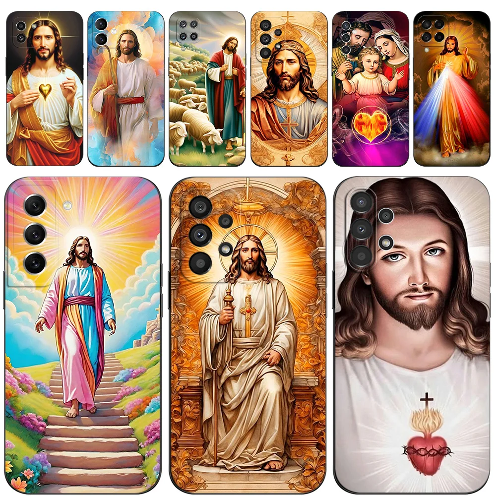 Black Tpu Case For Samsung Galaxy A35 A55 A05 A05S A15 A25 M54 M34 M14 5G Jesus Cristo