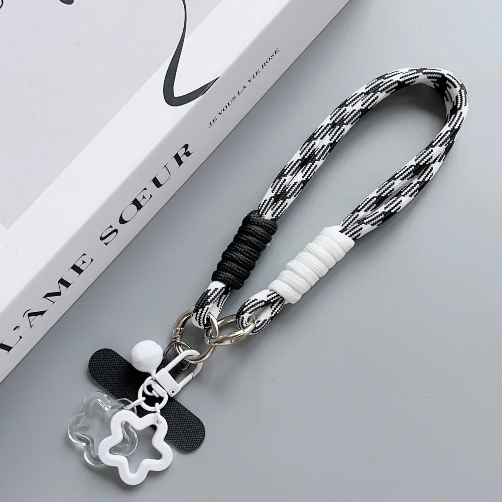 Universal Mobile Phone Lanyard Strap Cartoon Star Pendant Anti-loss Wrist Strap Charm Keychain Camera Chain Checkered Lanyard