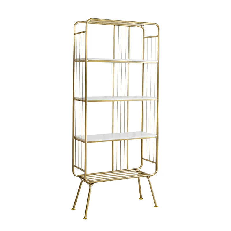 Nordic Light Luxury Bookshelf Iron Floor Multi-layer Storage Rack Simple Bookcase Bedroom Storage Rack Display Rack Display Rack