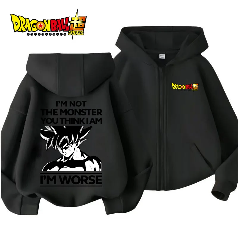 أنيمي دراغون بول الاطفال قلنسوة بسحاب الكرتون جوكو طباعة الخريف طويلة الأكمام البلوز BoysClothes فتاة سترة عادية القمم #4