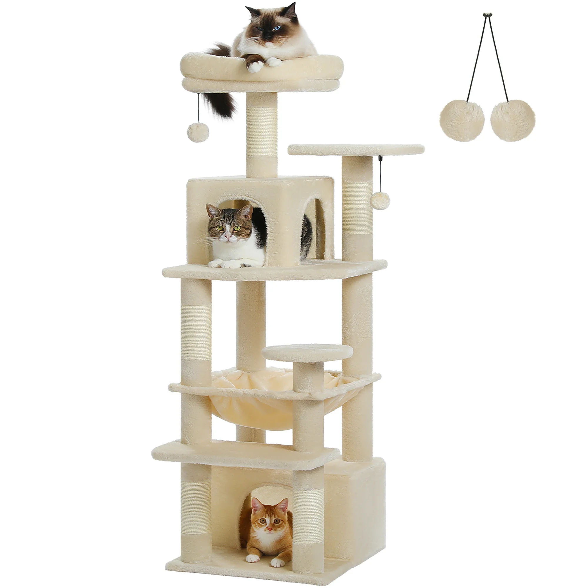 Large Cat Tree and Tower for Indoor Cats With Sisal-Covered Scratching Posts Spacious Hammock Padded Perches and Condos