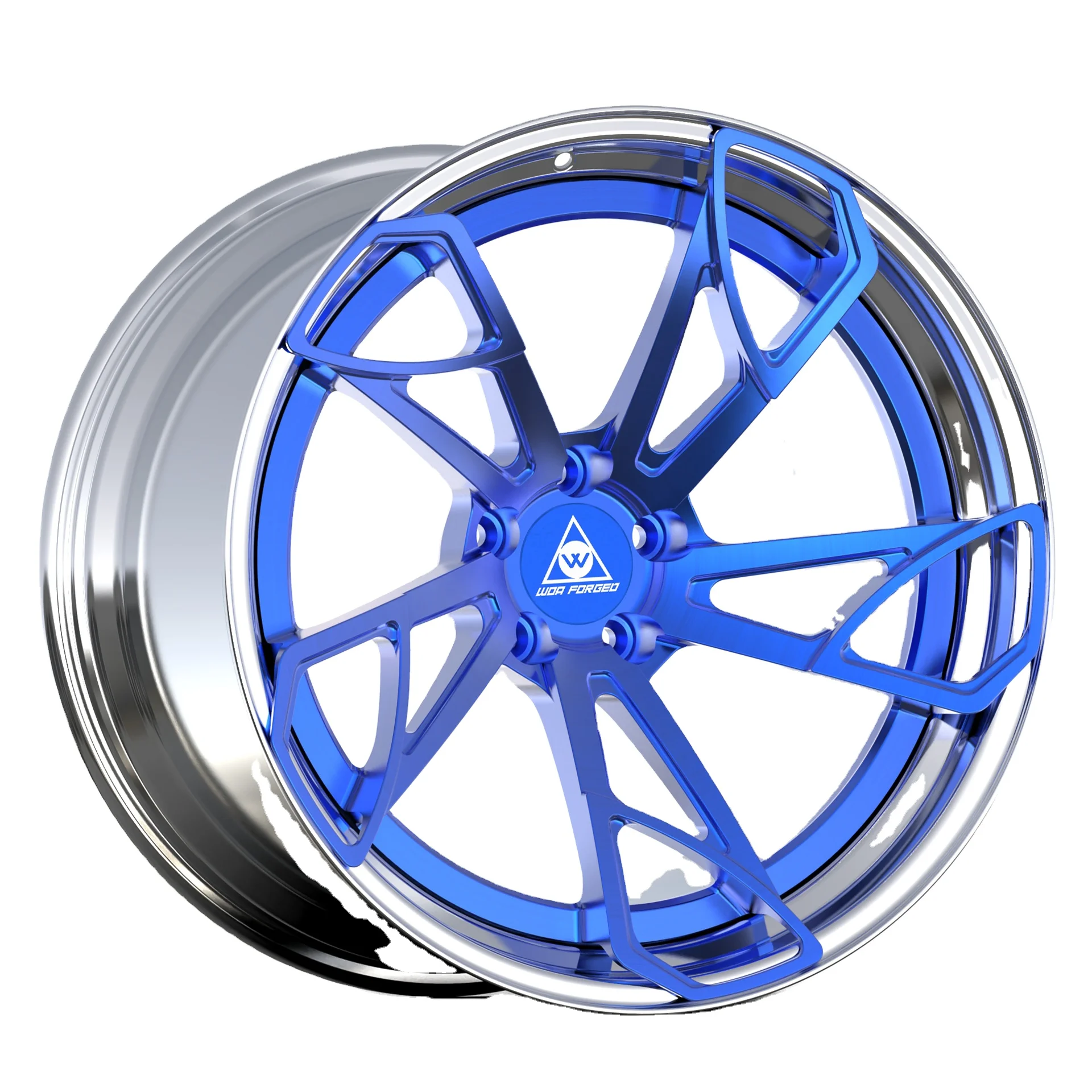 Customized 6061T6 Hot Design Aluminum Lightweight 2 Piece Wheels Forged Alloy Wheel 18 19 20 21 22 Inch Blue Disc Aluminum Rim f