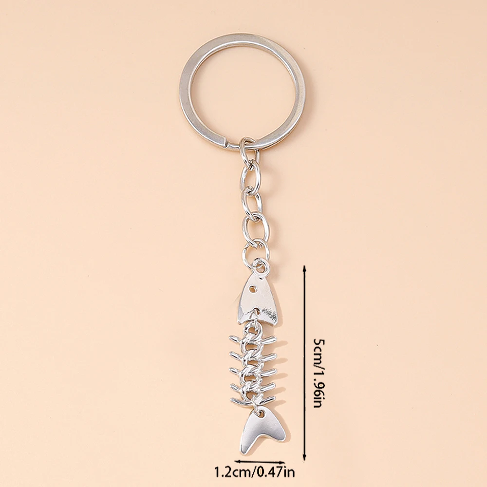 Aihua Neuer personalisierter Fischgräten-Schlüsselanhänger aus Edelstahl für Damen und Herren, niedlicher Fischgräten-Schlüsselanhänger, Ketten, Sommer, Strand, Schmuck, Geschenke – Detail 9