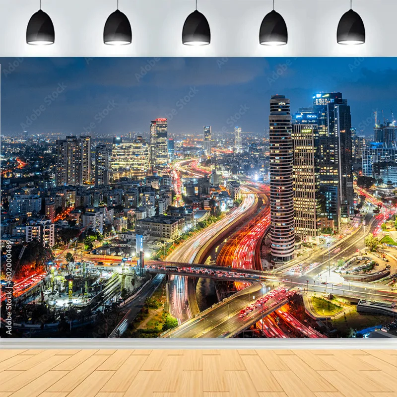 

Golden Dome Of Shrine Photography Backdrops Jerusalem's Old City Western Wall On Temple Landscape Mountains Background YSL-04