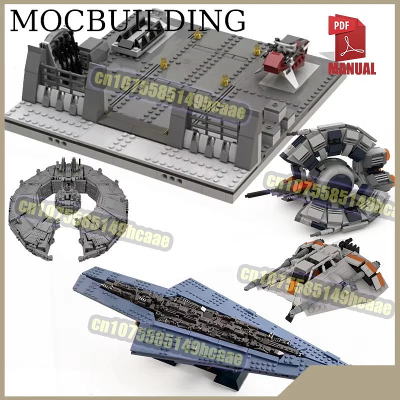 Sci fi Galaxy Battleship Model Space Robot Fighter Jet Bricks MOC Building Block Modular Diorama Base Construction Creative Toys