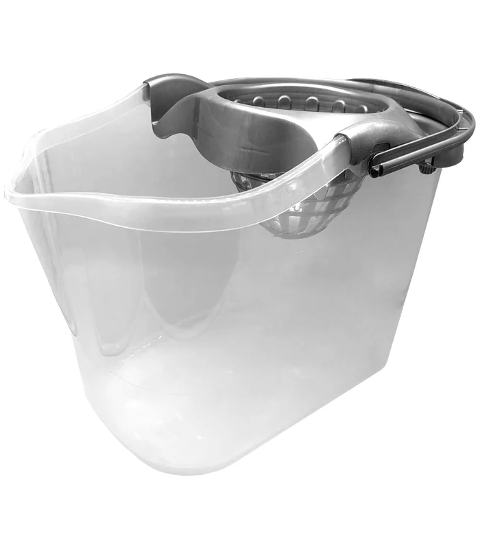 Tradineur clear mop bucket with drainer, polypropylene, including handle and line measure, mop bucket, lightweight