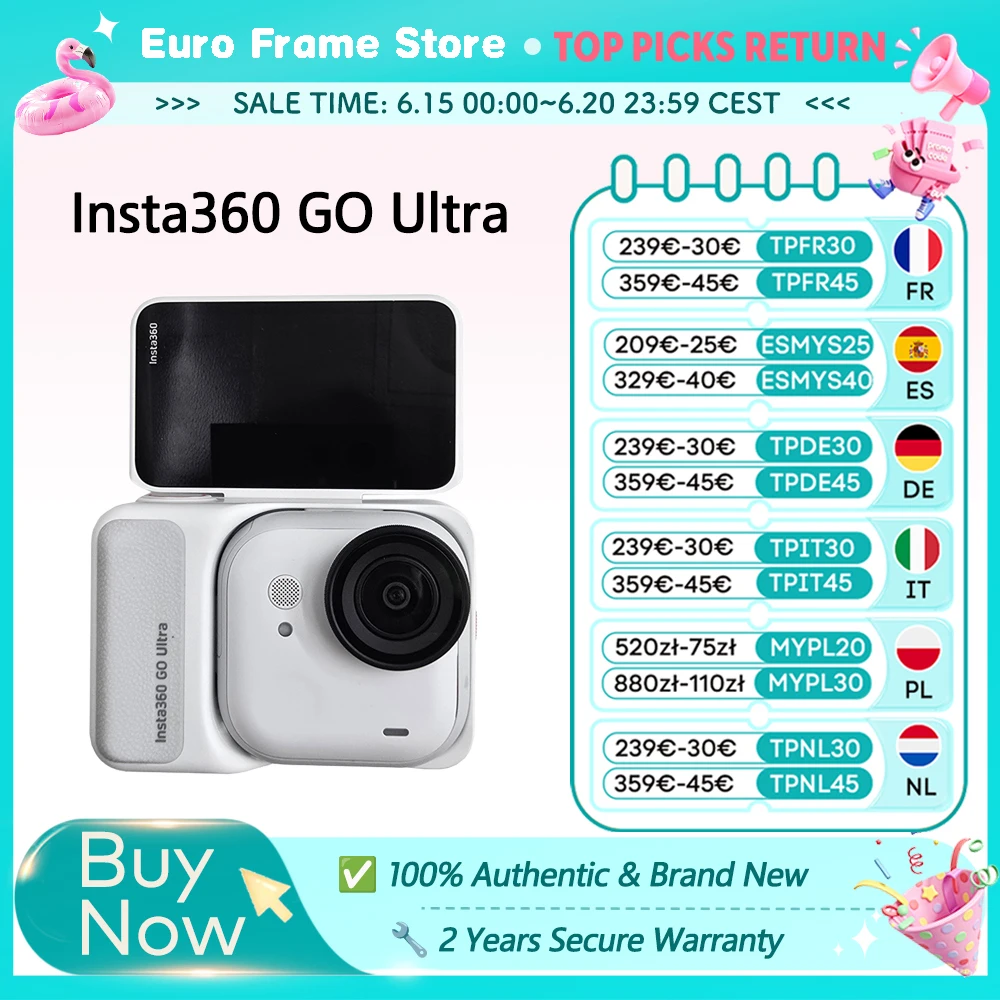Cámara de acción Insta360 GO Ultra, ligera, POV, manos libres, 4K a 60fps Ultra-HD, estabilización magnética… — oferta en AliExpress