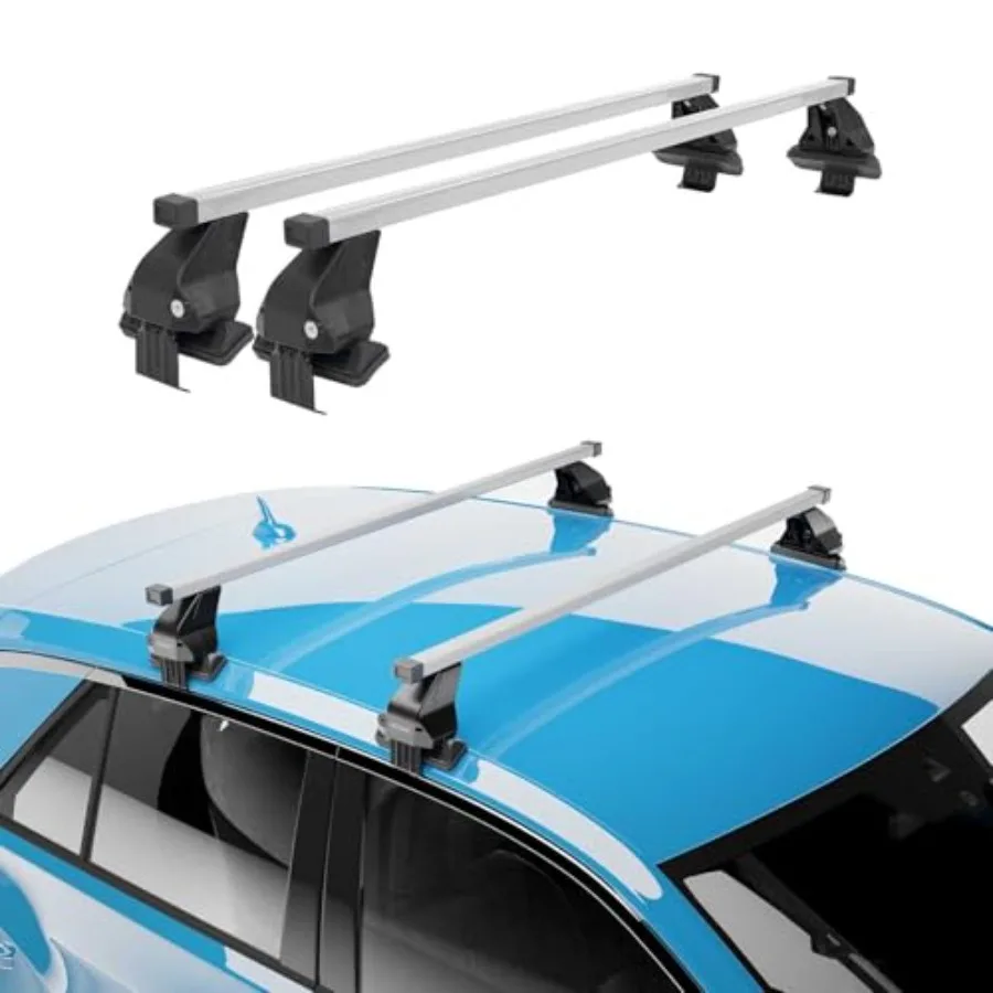 Roof Rack Cross Bars for Chevrolet Bolt EV 2017-2023 Lockable 110Lbs Steel Silver 2Pcs fits Cargo Carriers Kayak Canoe Bike Sno