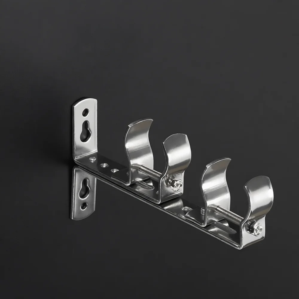 Adjustable Heavy Duty Curtain Rod Bracket Metal Base For Single Double Rome Rod Wall Mount Window Treatment Installation