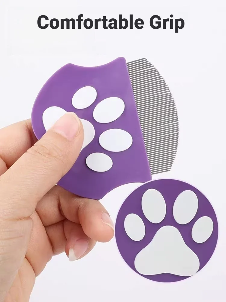 Pente para pulgas para cães e gatos - Pente para cuidados com animais de estimação com design curvo para rosto e corpo, mini escova desembaraçadora para animais de estimação