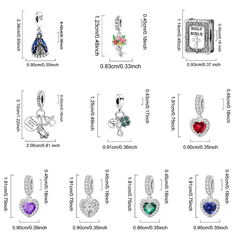 925 Sterling Silver Cross Angel Bible Series Charms  Bead Diy Bracelet Necklace Making Gift Of High Quality Fine Jewelry