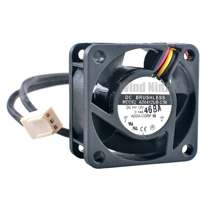AD0412UB-C56 4cm X 40mm Dual Ball Bearing Quiet Cooling Fan DC12V 0.14A 3-Pin Chassis CPU Fan for Computer Hardware
