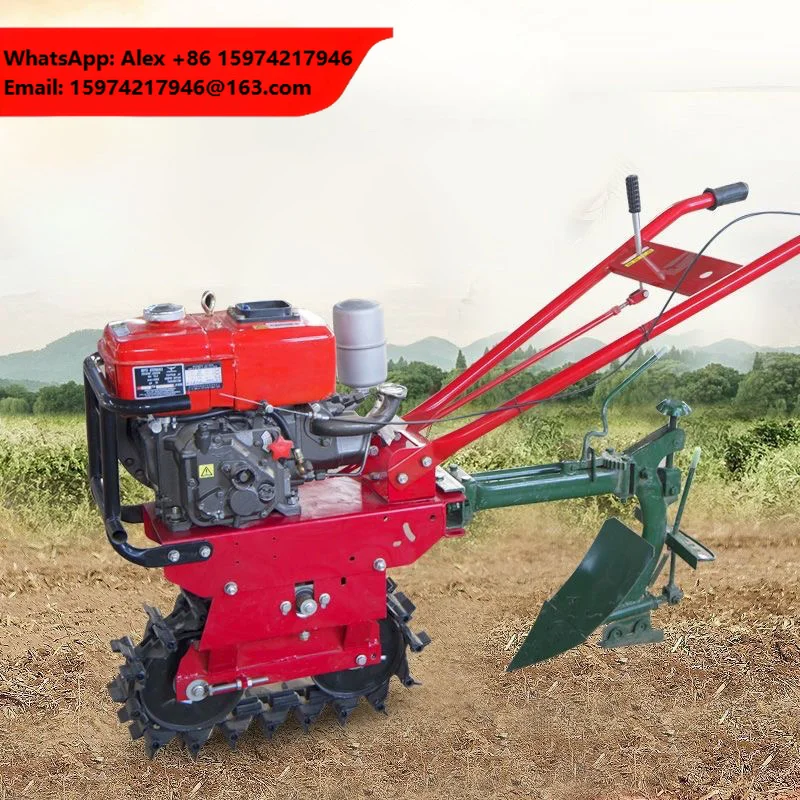 Chain Rail Micro Tiller Diesel Chain Roller Wheel Plow Vegetable Garden Trenching And Soil Turning Machine