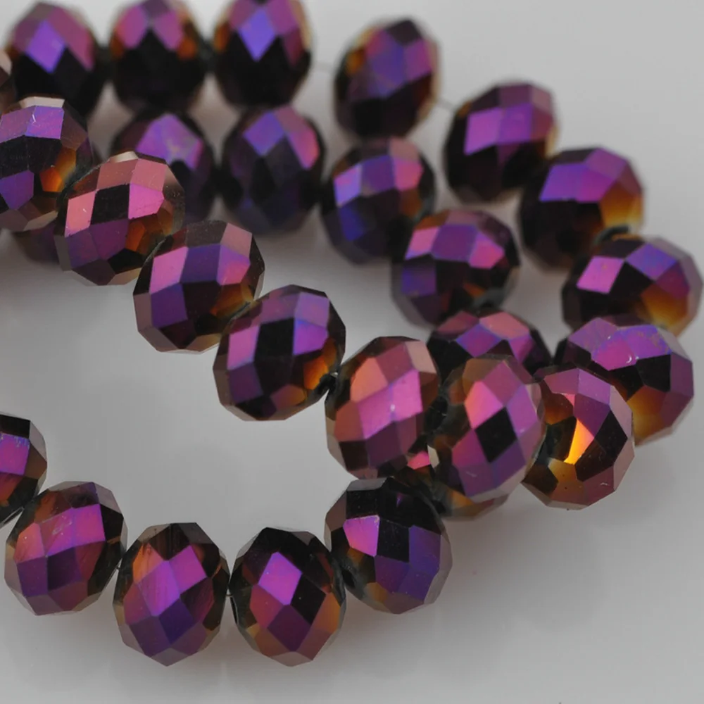 3 4 6 8mm 10mm 12mm 14mm 16mm 18mm Plated Colors Rondelle Faceted Czech Crystal Glass Loose Spacer Beads for Jewelry Making DIY