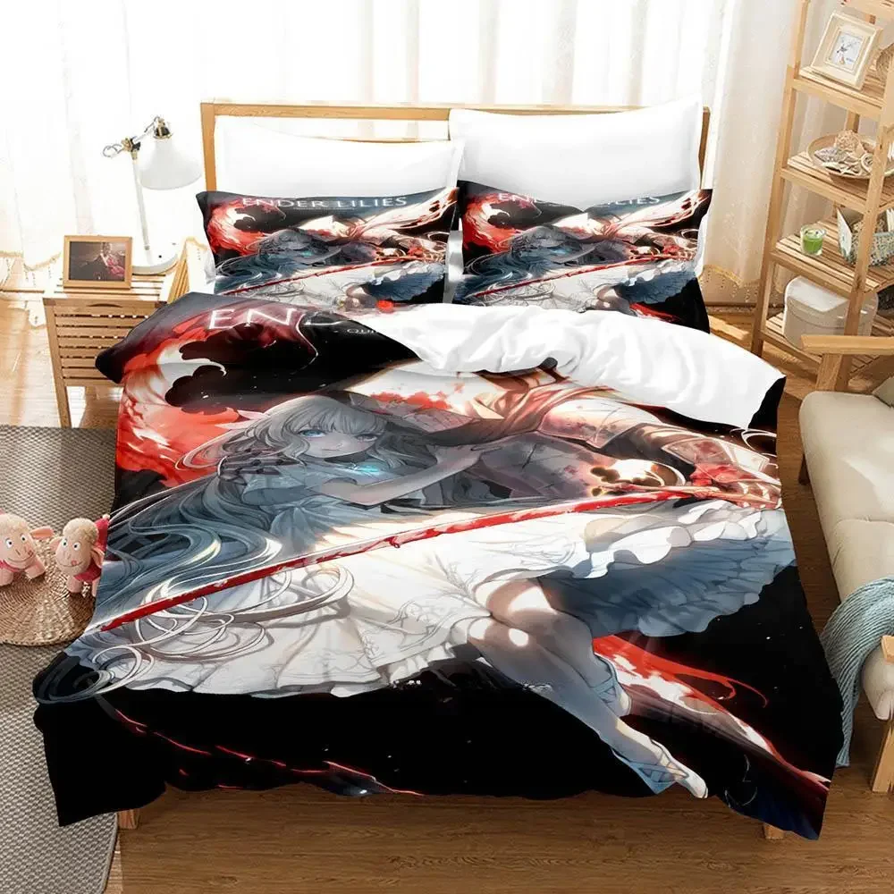 3D Print Game ENDER LILIES Quietus of the Knights Bedding Set Cartoon Anime three-piece set Adult Kid Bedroom Duvet cover Sets