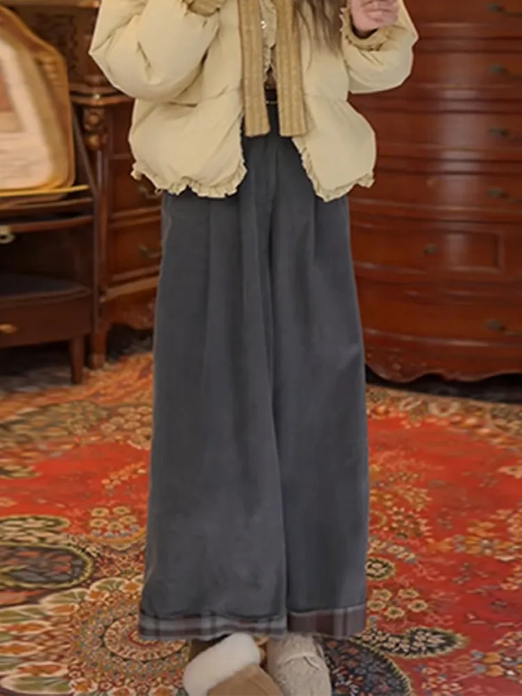 

Женские вельветовые брюки прямого кроя с высокой талией, свободные, широкие, удлиненные, для повседневной носки, весна-осень, новинка