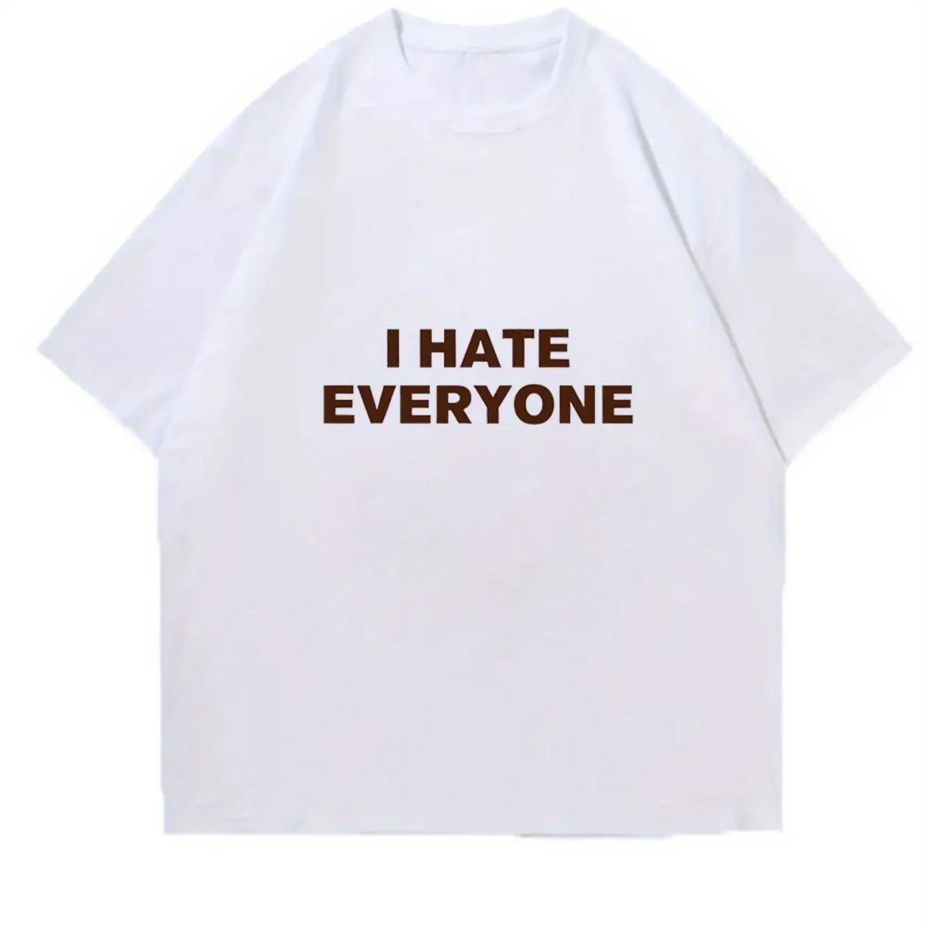 Y2K Bold I Hate Everyone Letter Print Black Cotton Oversized Unisex Grunge Street T-Shirt