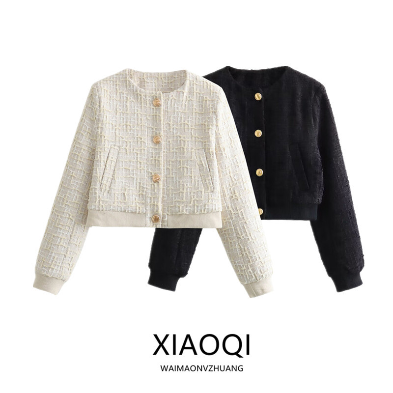  Spring 2024 Women's Slim Fit ort Pilot Jaet Texture Versatile Outerwear Straight Cut Regular Thin Other Material 00% 
