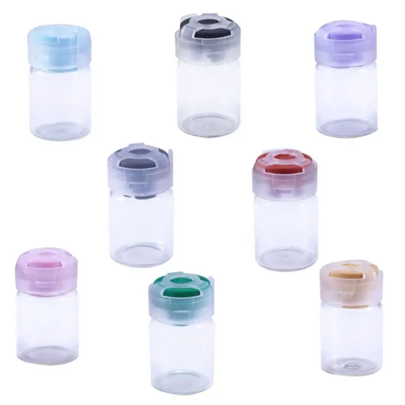 5ML Sweet Candy Color Lid Empty Bottle Sealed Sterile Serum Clear Glass Vials Wi