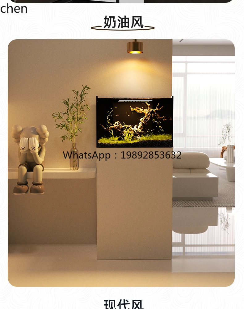 new fish tank bottom filter filter system complete set of integrated small cabinet  glass ultra-white stream sleeve tank